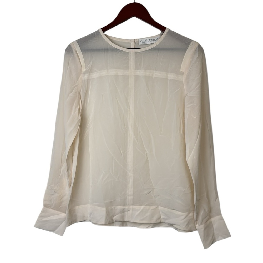 Yigal Azrouel Cream Silk long sleeve blouse Sz 8
